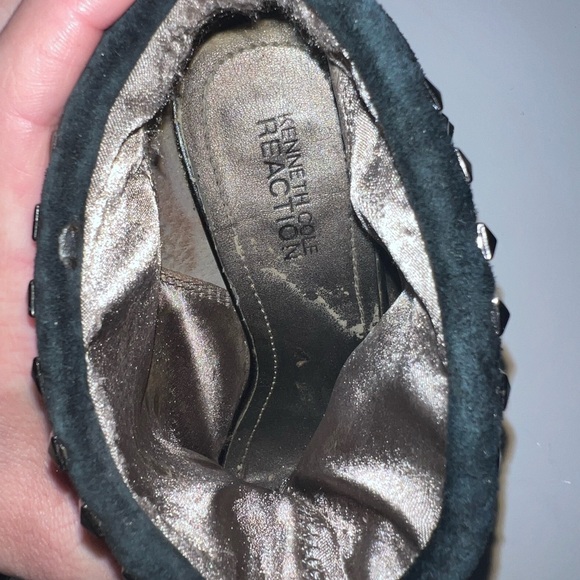 Kenneth Cole Studded Black Peep Toe Ankle Boots - Picture 13 of 14